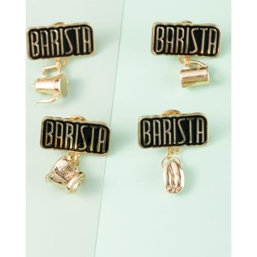 Shamir Brooch New Lovely Personality Coffee Equipment Pendant Badge Retro Barista Brooch Women Jewelry Gifts