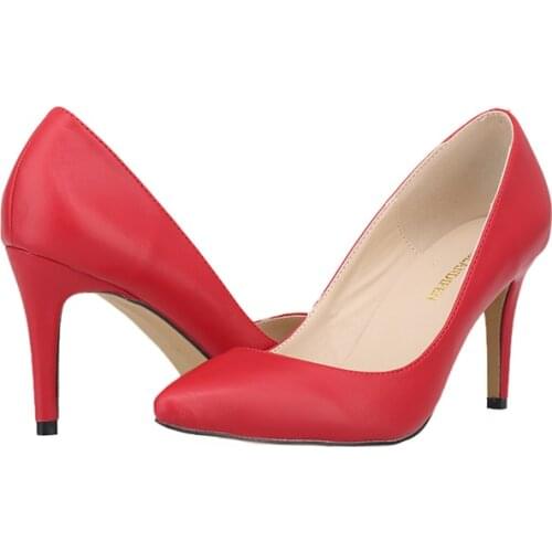 LOSLANDIFEN NEW Women Pumps Pointed Toe Shoes Thin Heels Elegant Low Office Nude 8cm women shoes high heel