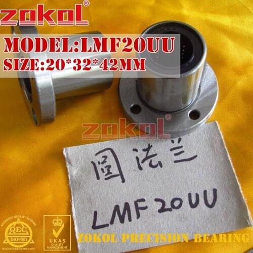 ZOKOL LMF20 UU bearing LMF20UU Round flange linear motion bearing 20*32*42mm