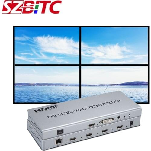 SZBITC 2x2 HD video wall controller 4 in 1 out 1080P Video Splitter multi Modes 1x2 1x3 1x4 2x1