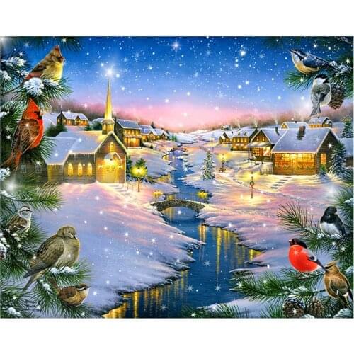 Diamond Embroidery 5D DIY Diamond Painting Warm snow winter Scenery Diamond Painting Rhinestone Cross Stitch Decoration AS808
