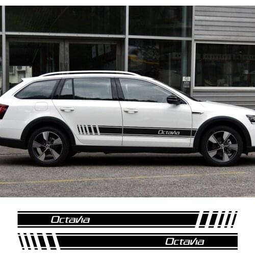 2PCS Car Side Stickers Auto Free shipping Decals DIY Decoration For Skoda Octavia 2 A7 A5 Automobiles Tuning Car Accessories
