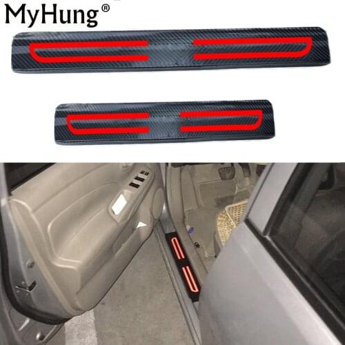 Car Scuff Plate Sticker Door Sill Stickers Welcome Pedal 4D Carbon Fiber Reflective For All Cars Accessories Car-Styling 4Pcs