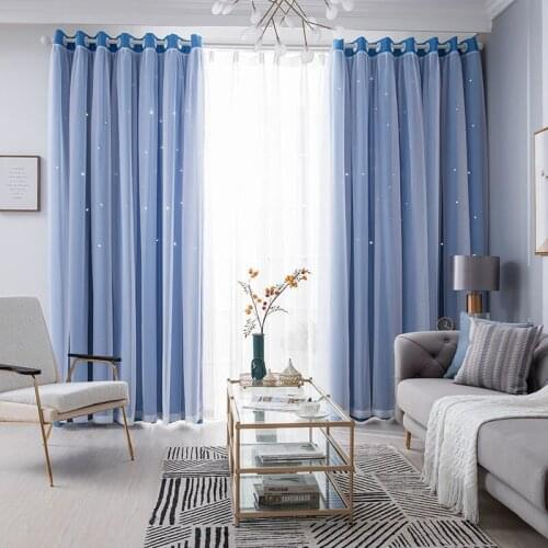 Hollow Out Stars Curtains for Living Room Solid Color Curtains Decorative Thick Curtain for Kitchen Bedroom Window Home Decor