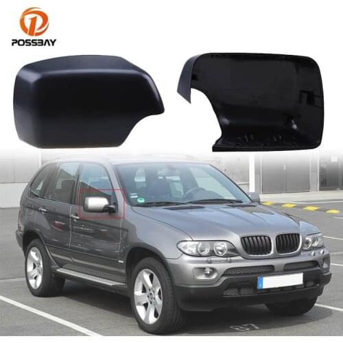 POSSBAY Car Side Mirror Cover Black Rearview Mirror Shell 51168256321 51168256322 Auto Exterior Parts for BMW X5 E53 1999-2006