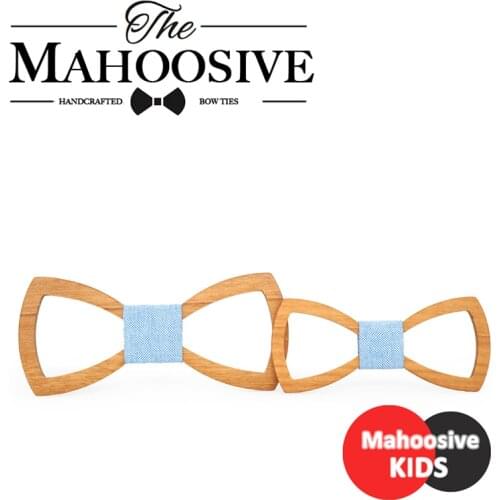 Mahoosive Father Kids Children bow tie Necktie Wood Tie Gravatas Corbatas Butterfly Cravat Wooden Mens Bow Ties Combo