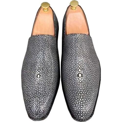 Fanzunxing new arrival business shoes large size hand-made shoes for men without stitching pearl fish skin men shoes