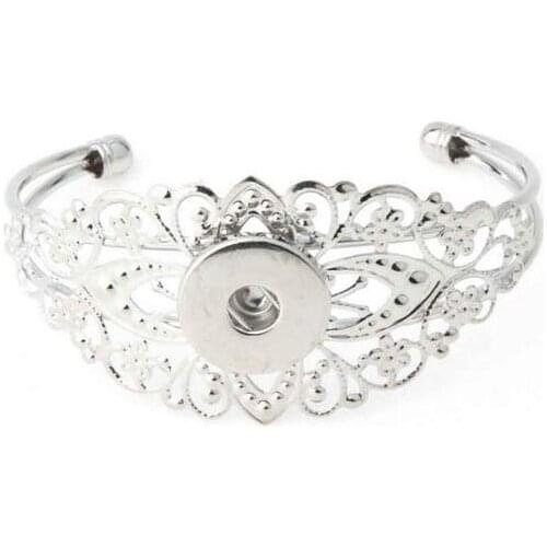 Hot Sale Metal Snap Bracelet Fashion Flower DIY Charms Bracelets Bangles Fit 18mm Snap Buttons Jewelry For Women