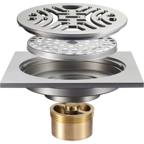 HIDEEP 10 x 10 cm Shower Floor Drain Washroom Bathroom Invisible Drain Cover Square Waste Floor Drain