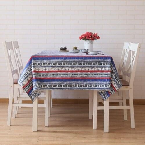 National Style Art Table Cloth Stripe Defence Burn Rectangle Tea Table Kitchen Dining Table Cover Decoration Home Textile