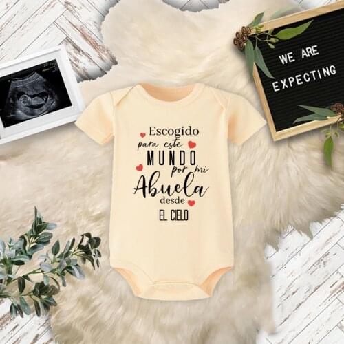 Chosen for This World By My Grandmother From Heaven Funny Newborn Baby Romper Infant Cotton Short Sleeve Baby Body Clothes 0-12M