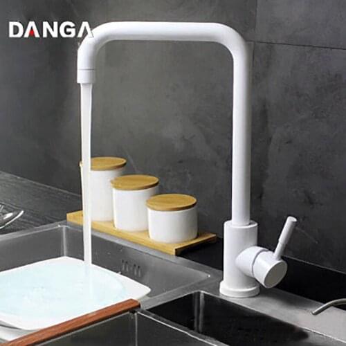 Kitchen Faucet 304 Stainless Steel Water Tap Single Pipe Double Control Faucet Sink Faucet Mixing Tap Lead-free Faucet with Hose