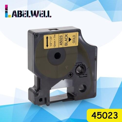 Labelwell Compatible for Dymo d1 45023 laminated Tape for dymo Label Manager label maker LW 160 LW280 12mm*7M Black on Gold tape