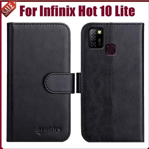 Hot! Infinix Hot 10 Lite Case 6.6" Fashion 6 Colors Flip Soft Leather Wallet Protective Cover For Infinix Hot 10 Lite Case