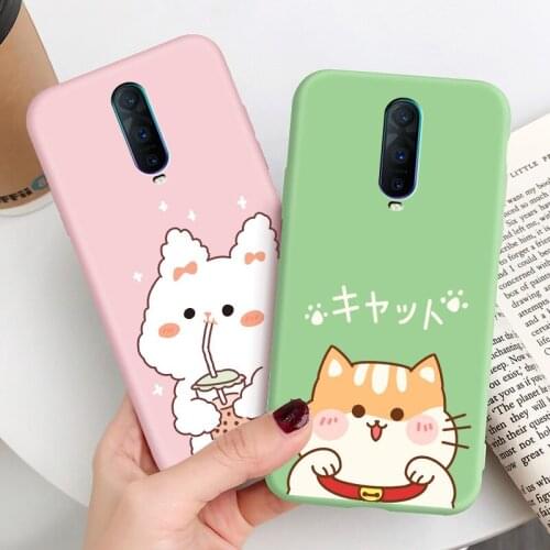 For OPPO F17 Pro Cute Cartoon Protective Phone Case Candy Color Frosted Soft Silicone Cover For Women Popular Funny pattern