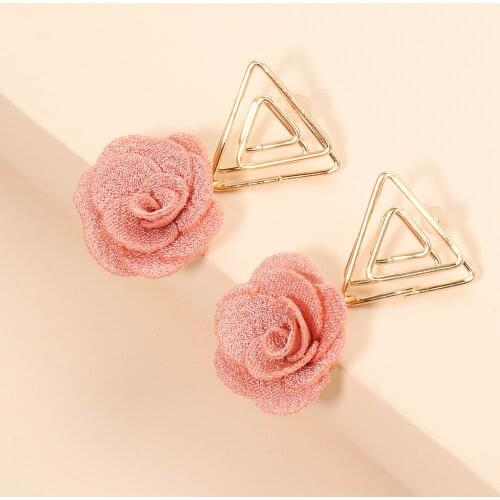 Fashion Metal Flower Dangle Earrings Colorful Drop Long Earrings for Women Party Wedding Jewelry