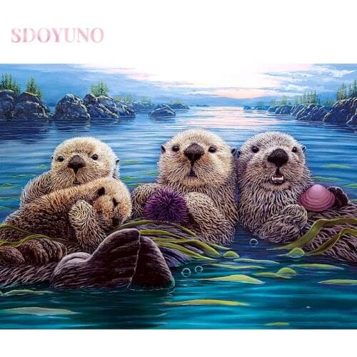 SDOYUNO Sea Lions DIY Painting By Numbers Animals Hand painted Picture Paint By Numbers Gift For Home Decor Drop Shipping