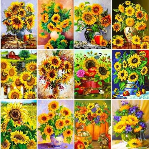5D DIY Diamond Painting Sunflower Cross Stitch Kit Full Drill Square Embroidery Mosaic Flower Picture of Rhinestones Home Decor