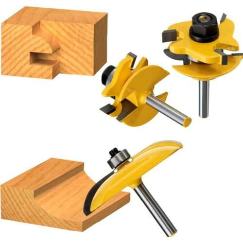 3pcs 1/4 Round Rail&Stile Router Bits Set Cove Raised Panel Tools Wood Cutting High Quality Wooden CNC endmill