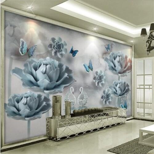 Beibehang wallpaper Custom any size mural wallpaper fashion romantic elegance Swan Lake Nabi reliefs 3D living room wall