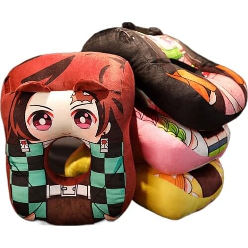 Anime Demon Slayer Kimetsu No Yaiba Nap Pillow Cartoons Cute Cosplay Cushion Doll Stuffed Plush Toys Xmas Halloween Gift