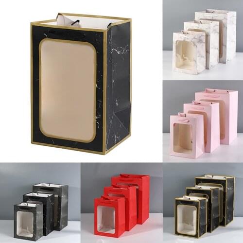 Portable Flower Handbags Transparent Bouquet Gift Bag Box Wedding Birthday Festival Candy Paper Packaging Boxes Flower Bags