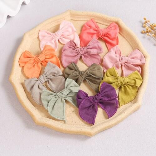 36pc/lot New 3.4inch Curled Edge Hair Bow Headband Baby Girls Kid Solid Cotton Bow Hairpins Nylon Headbands Newborn Nylon Turban