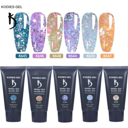 KODIES GEL Professional Poly Builder Gel Nail Polish 30ML Glitter Laser Shiny Acrylic Varnish for Nail Art Extensions 2021 NEW
