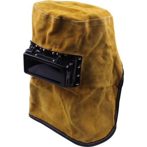 1 PC Golden Cow Leather Welding Helmet with 4.25 x 2 inch ( 10.8 x 5.1 cm) Lift-Front Glass Holder
