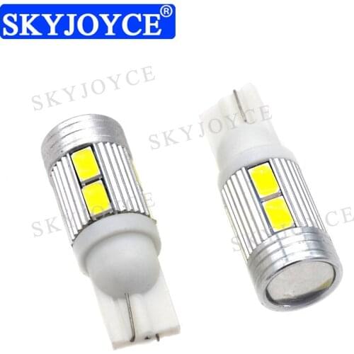 SKYJOYCE 2PCS T10 W5W 5730 10SMD LED Light White Yellow Red Green Blue T10 5730 10 LED Projector Lens For Car Clearance Lights