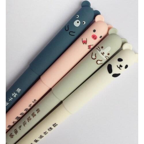 2021 new animal erasable gel pen 0.35mm refill cute office gel suppliess stationery pen appearance gift school student anim R9Y9