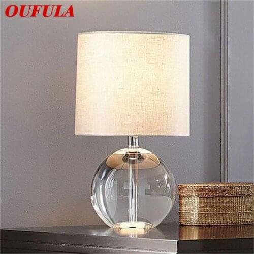 OUFULA Dimmer Table Light Contemporary Simple Desk Lamp Round Crystal LED for Home Bed Room Decoration