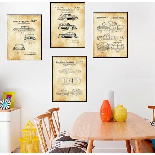 The old Car Structure Vintage Poster Retro print Painting Pub Bar Cafe Living Room Bedroom House Decor Coated Wall sticker art