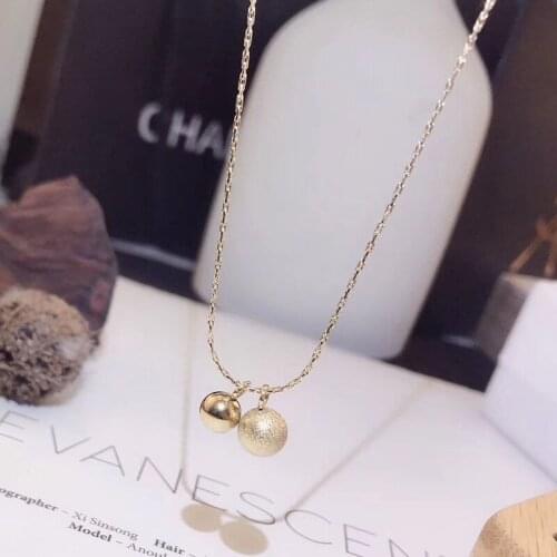 New Exquisite Can Move Zircon Two Beads Woman Pendant Necklace Titanium Steel Top Quality Classic Brand Jewelry For Women Gif