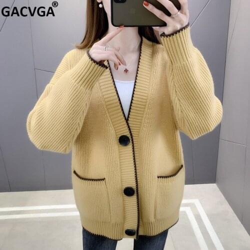 GACVGA Knitted Sweaters 2021 Autumn Winter Clothes Women Cardigan Y2K Loose Sweater Long Sleeve Streetwear Pull Tops Traf