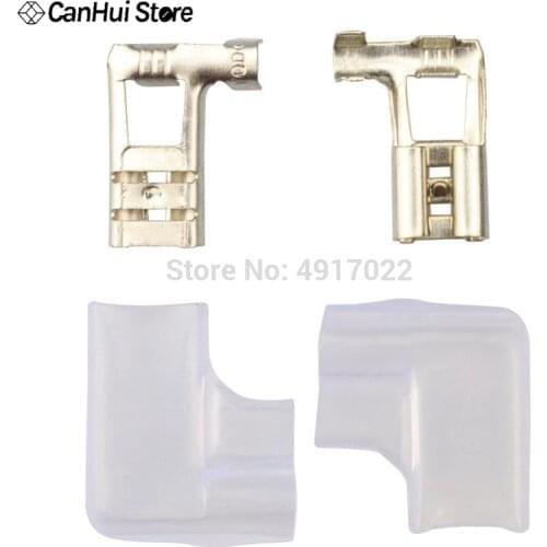10set=20pcs 6.3mm Right Angle Flag L Type Crimp Terminal Spade Connector + Cover Cold-Pressed terminal 6.3 mm Flag-shaped spring