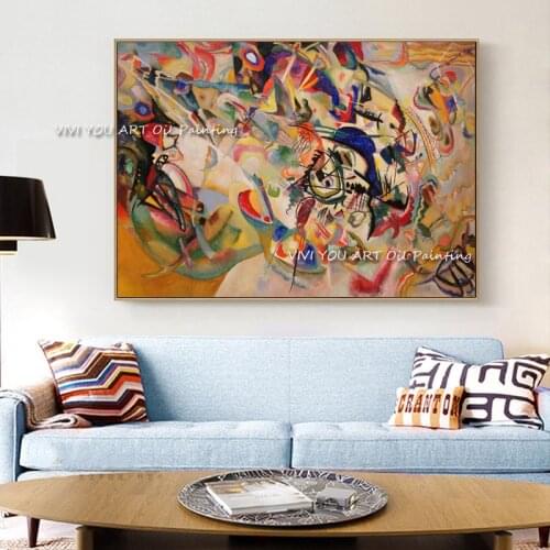 100% Hand Painted Kandinsky Colorful Abstract Oil Painting Modern Wall Pictures For Living Room Decoration Canvas Painting