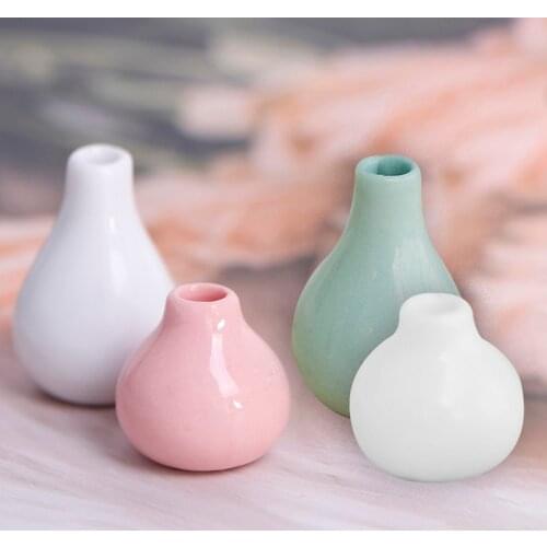 2Pcs/Set 1:12 Doll House Ceramic Pink Blue White Vase Home Decorate Accessories Doll House Decoration Model