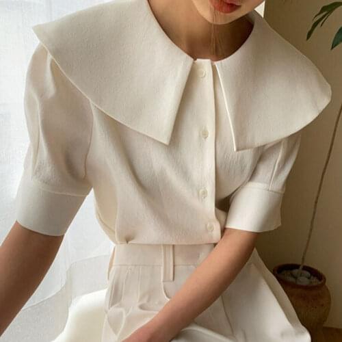 Fashion Women Blouse And Tops 2021 Ladies Tops Shirts White Red Blouse Shirts Ruffles Chiffon Blouse Polka Dot V-Neck 3687 50