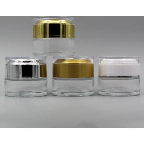 30G transparent glass jar for cream/gel/essence/moisturizer/serum/mask cream art nail glass bottle cosmetic packing acrylic lid