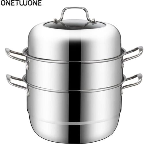 304 Stainless Steel 3-Tier/Layer Steam Cooker pot, Kitchen Multi-function Steam Pot, For Induction Cooker Gas Stove steam pot