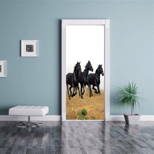 3D Horse Door Wallpaper Sticker Wall Sticker MuralHorse Old Stall Barn Western Removable living Room Bedroom Home Decoration