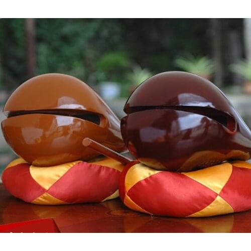 4-inch Wooden Carp with Soft Cushion, Wooden Handicraft, Temple-style Buddhist Utensils, Hand-made Fine Products, 8.5 Cm High