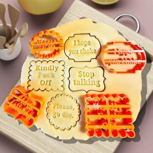 4Pcs Cookie Molds Household Kitchen Biscuit Cutters With Good Wishes Festival Party Cake Tools For Decorating Cookie With Fun