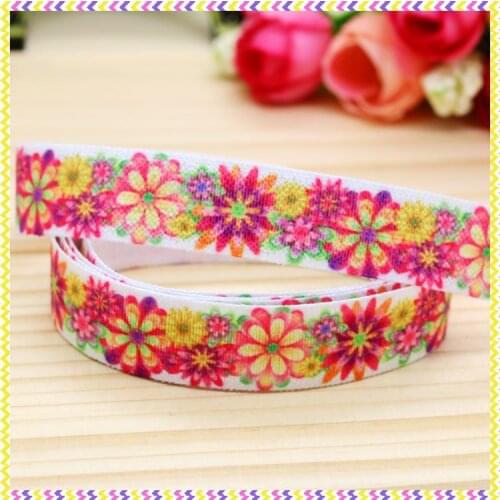 5/8'' Free shipping Elastic FOE flowers printed headband headwear hairband diy decoration wholesale OEM P4144