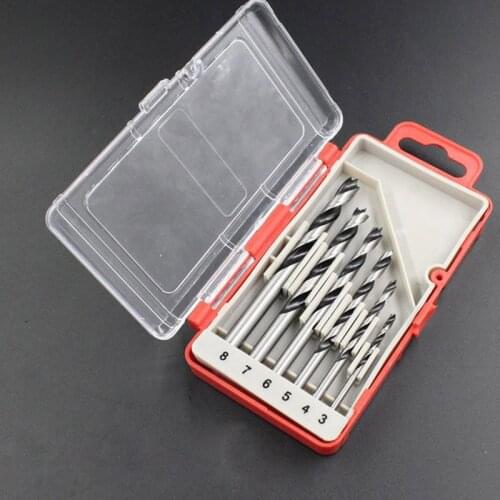 6pcs Set 3-8mm Woodworking Twist Drill Bits Steel Plastic Timber Drilling Tools for Wood Plastic Aluminum