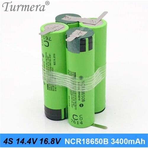 4s 18650 Battery Pack NCR18650B 3400mAh 16.8v 14.4v Welding Solder Battery for Screwdriver Tools Battery Customized Battery