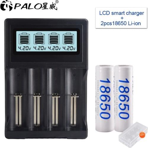 PALO3.7V 3200mAh 18650 battery rechargeable battery with 3.7V Battery charger for 26650 14500 18340 18650 Battery