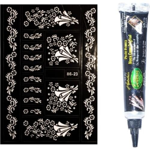 AlbinoHint henna Set-Indian henna & henna Pattern-03 henna хна для бровей henna powder плетка