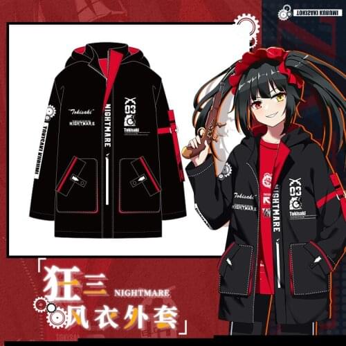 Anime Date a Live Cos Tokisaki Kuzou Cool Casual Loose Glue Print Windbreaker Jacket Base Shirt Clothes